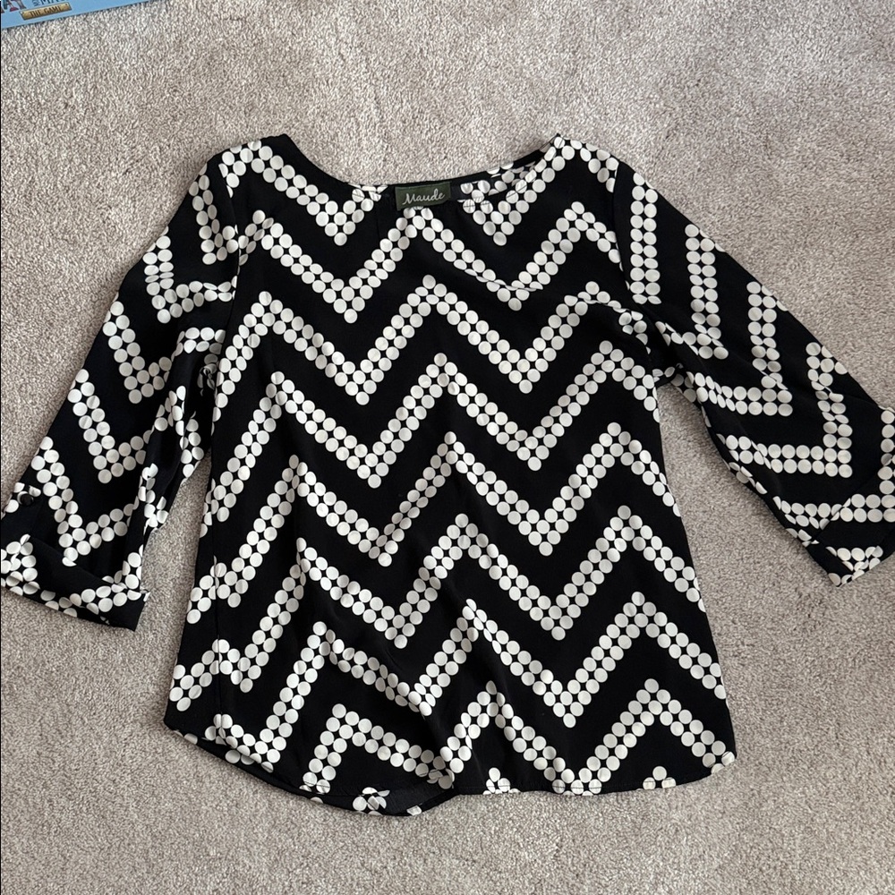 Maude Black and White Zigzag Blouse